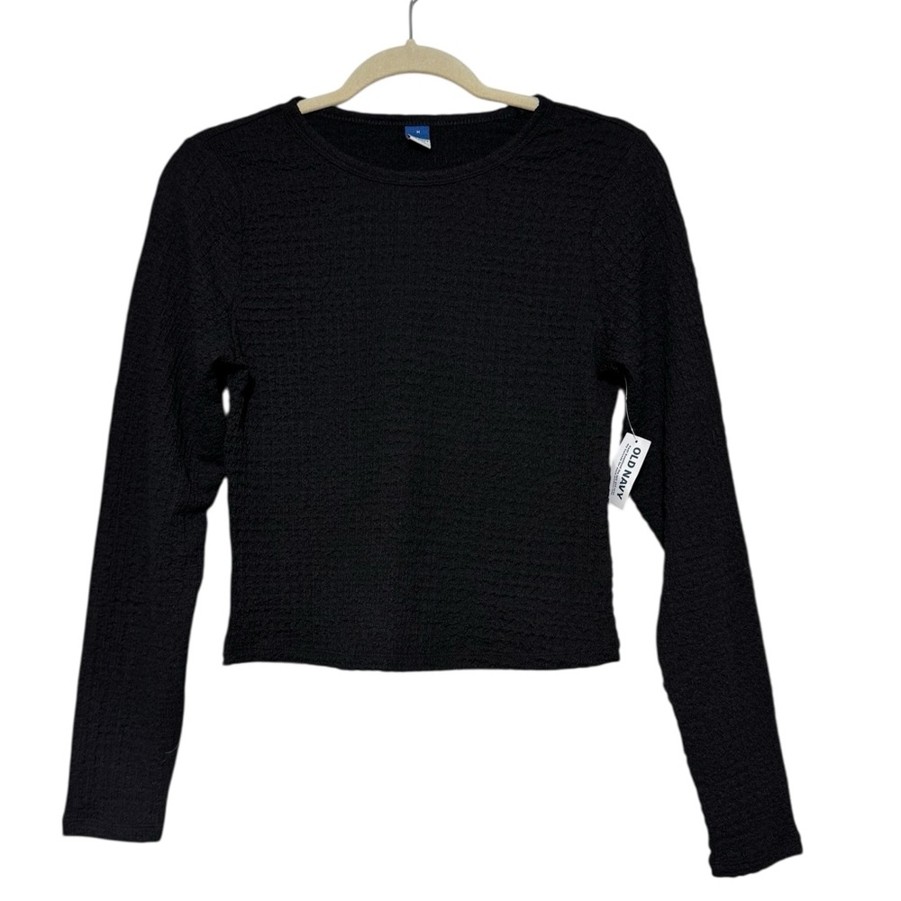 Old Navy‎ NWT Black Smocked Long Sleeve Top Women Size M Cottagecore Fitted